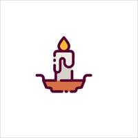 A candle is lit in a bowl on a white background vector
