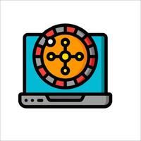 A laptop with a casino wheel on it vector