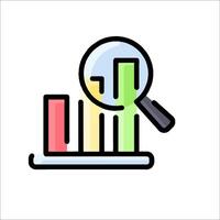 A magnifying glass and bar chart icon vector