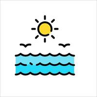 A sun and waves icon on a white background vector