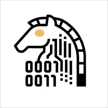 A horse head with a binary code on it vector