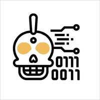 A skull with a computer chip on it vector