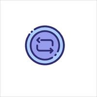 A blue and purple circle with an arrow pointing to the left vector