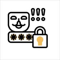 Anonymous mask icon with lock and key vector