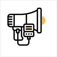 A megaphone icon with a microphone and a light vector