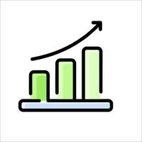 A graph chart with an arrow going up vector