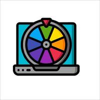 A computer with a wheel of fortune on it vector