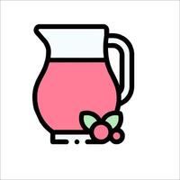 A pitcher of juice with berries on top vector
