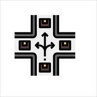 A cross with arrows and a symbol on it vector