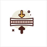 A zipper with an arrow pointing down vector
