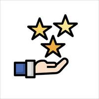 Five stars icon in hand with hand holding a star vector