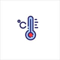A thermometer icon with a red circle vector