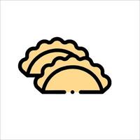 Two tacos are shown in a line icon vector