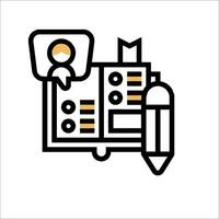 A line icon of a person with a pen and paper vector