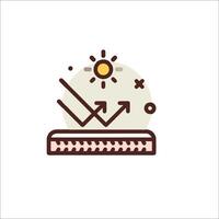 A line icon of a man with a shovel and a sun vector