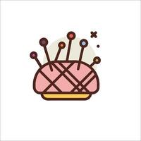 A pin cushion icon with pins on it vector