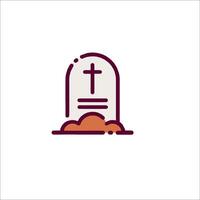 A simple line drawing of a tombstone with a cross on it vector