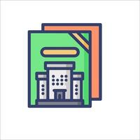 A building icon with a book on top vector