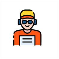 A man wearing sunglasses and a hat is holding a piece of paper vector