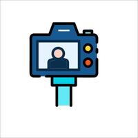 A camera with a person on the screen vector