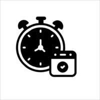 A black and white clock and calendar icon vector