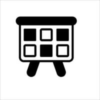A black and white icon of a desk with squares vector