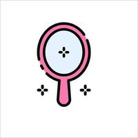 A pink magnifying mirror icon on a white background vector
