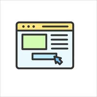 A web page with a mouse pointing at it vector