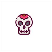 A skull with a pink flower on it vector