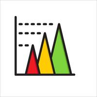A colorful graph with a line and a red, yellow and green triangle vector