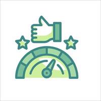 A green meter with a thumbs up and a thumbs down vector