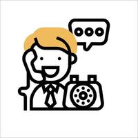 A man talking on the phone with a phone icon vector