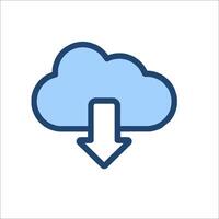 Cloud icon with arrow pointing down vector