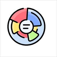 A colorful icon of a wheel with a circle in the middle vector