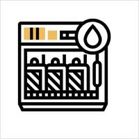 A black and white icon of a machine with a bottle of water vector