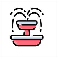A red and pink fountain with water coming out of it vector