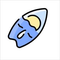 A cartoon of a surfboard with a yellow sun vector
