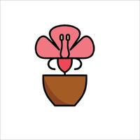 A pink flower in a pot on a white background vector