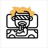 A man in bed with a pillow and a blanket vector