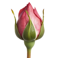 Beautiful pink rose bud with delicate petals isolated on transparent background. png