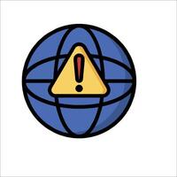 A globe with a warning sign on it vector