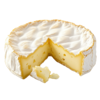 Delicious camembert cheese with a creamy texture, isolated on transparent background. png