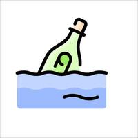 A bottle of wine floating in the water vector