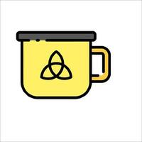 A yellow mug with a celtic symbol on it vector