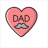 A heart with a mustache and the word dad on it vector