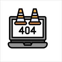 A laptop with two traffic cones on it vector