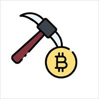 Bitcoin mining with a hammer vector