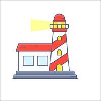 A lighthouse with a red and white striped roof vector