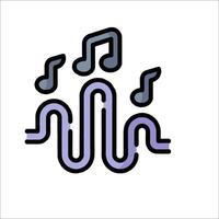 A music icon with a wave and musical notes vector