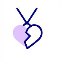 A broken heart with a purple and blue outline vector